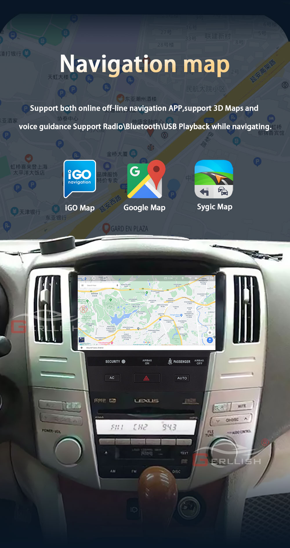 Lexus RX330 car gps navigation