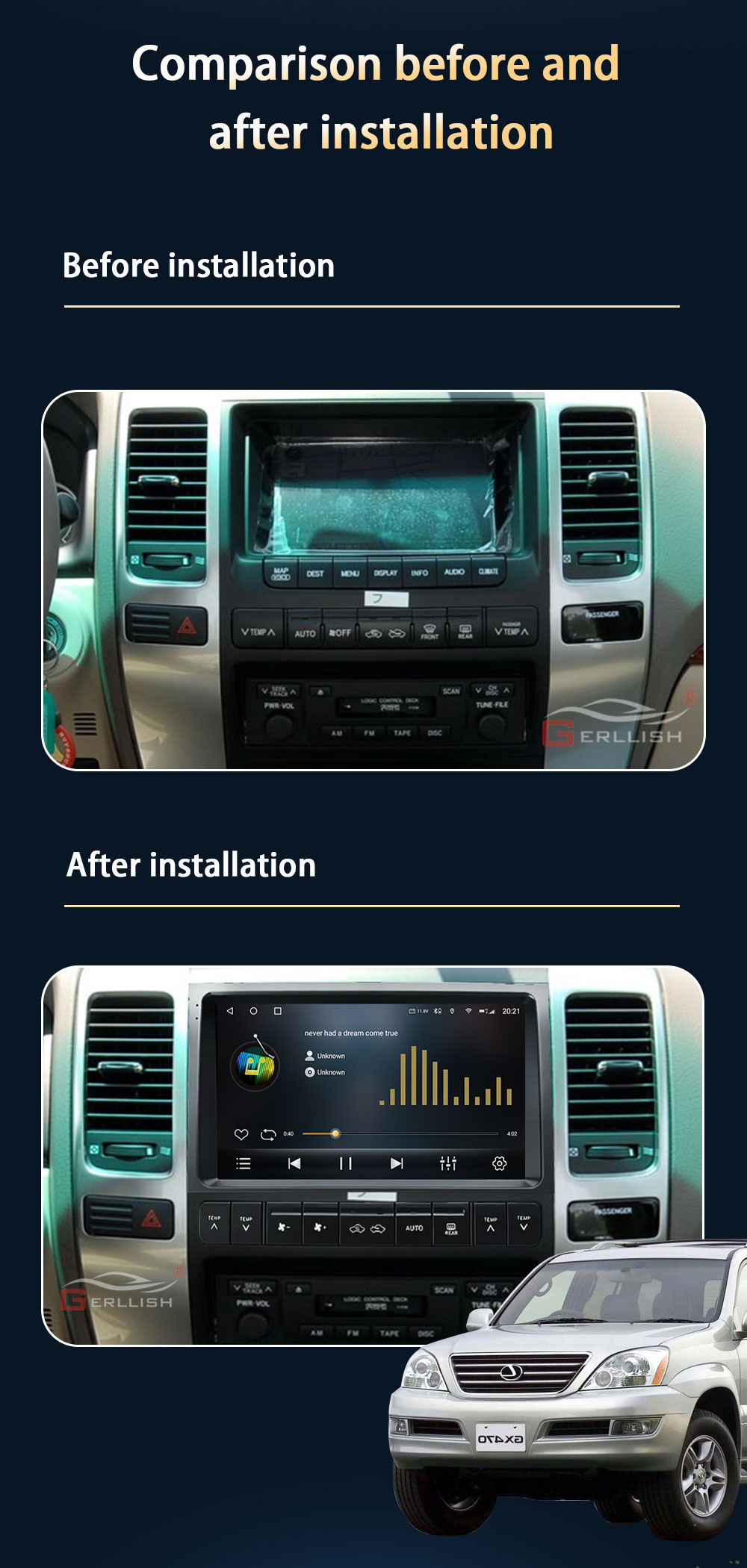 Lexus GX470 Android car DVD player