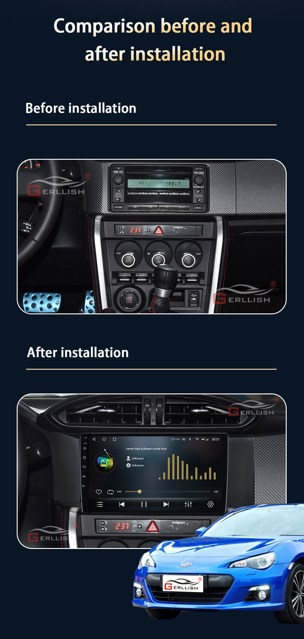 Toyota GT 86 Android gps navigation Car Dvd Player