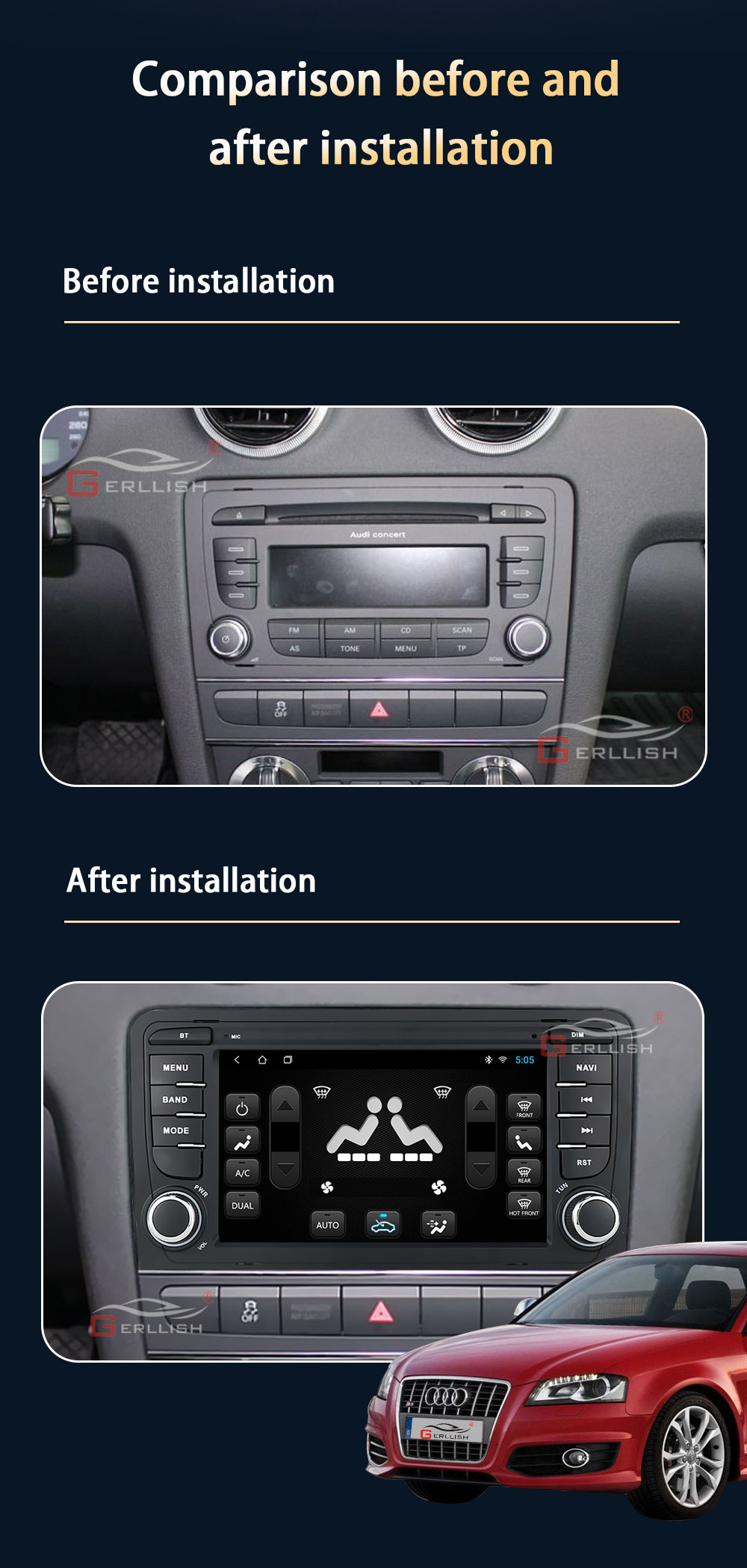 Audi A3 touch screen car DVD