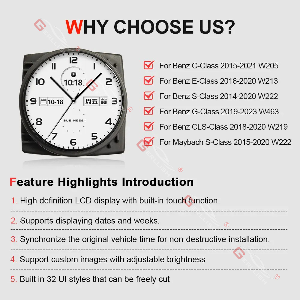 Clock New  Car Mounted Smart Time Display Benz W205