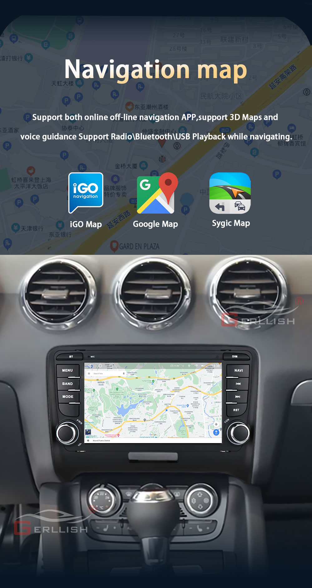 Gps Navigation Radio Player Audi MK2 Car Dvd Player 