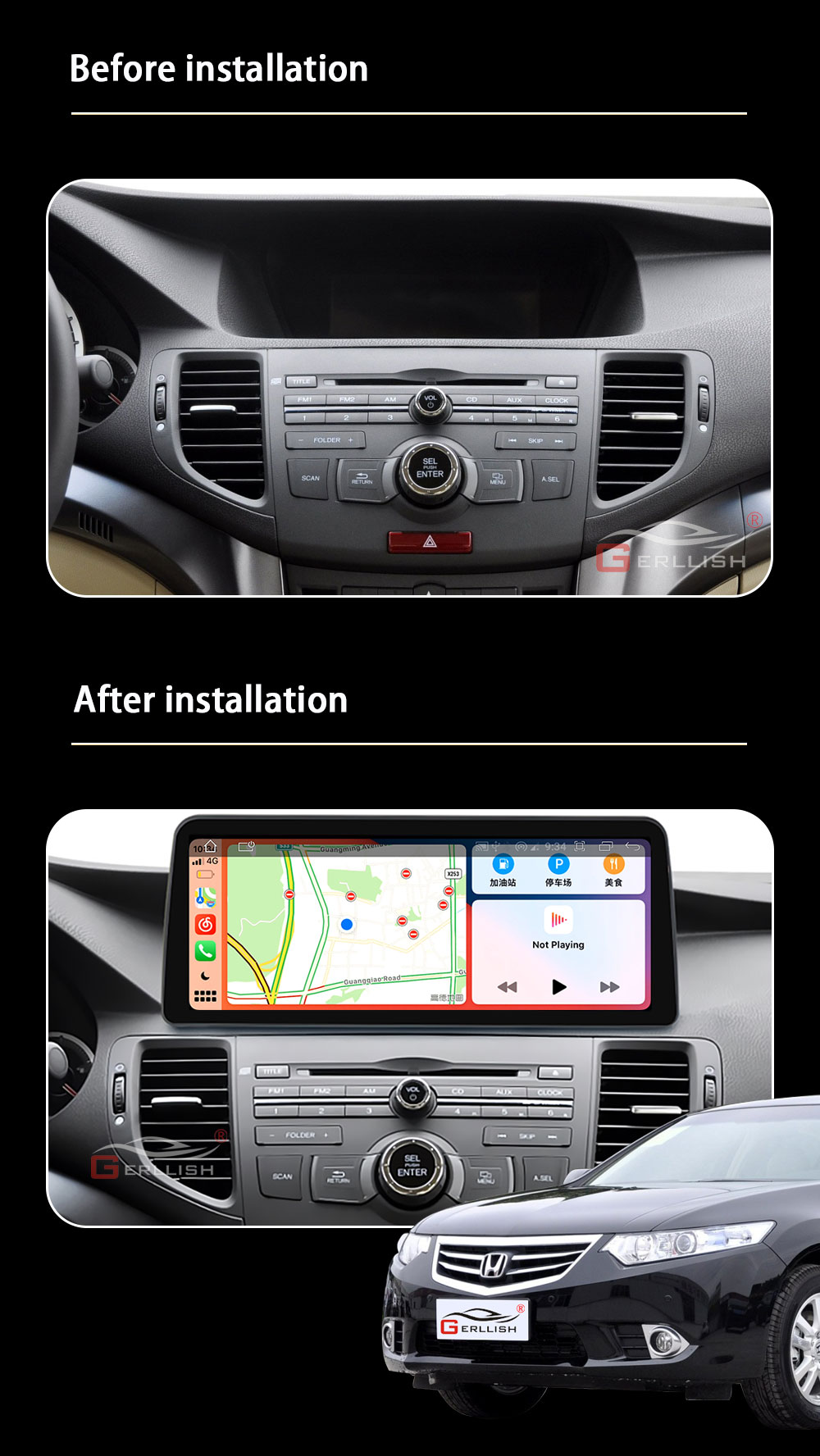 Honda Accord 8 2008-2013 GPS Navigation QLED Carplay Android Auto DSP
