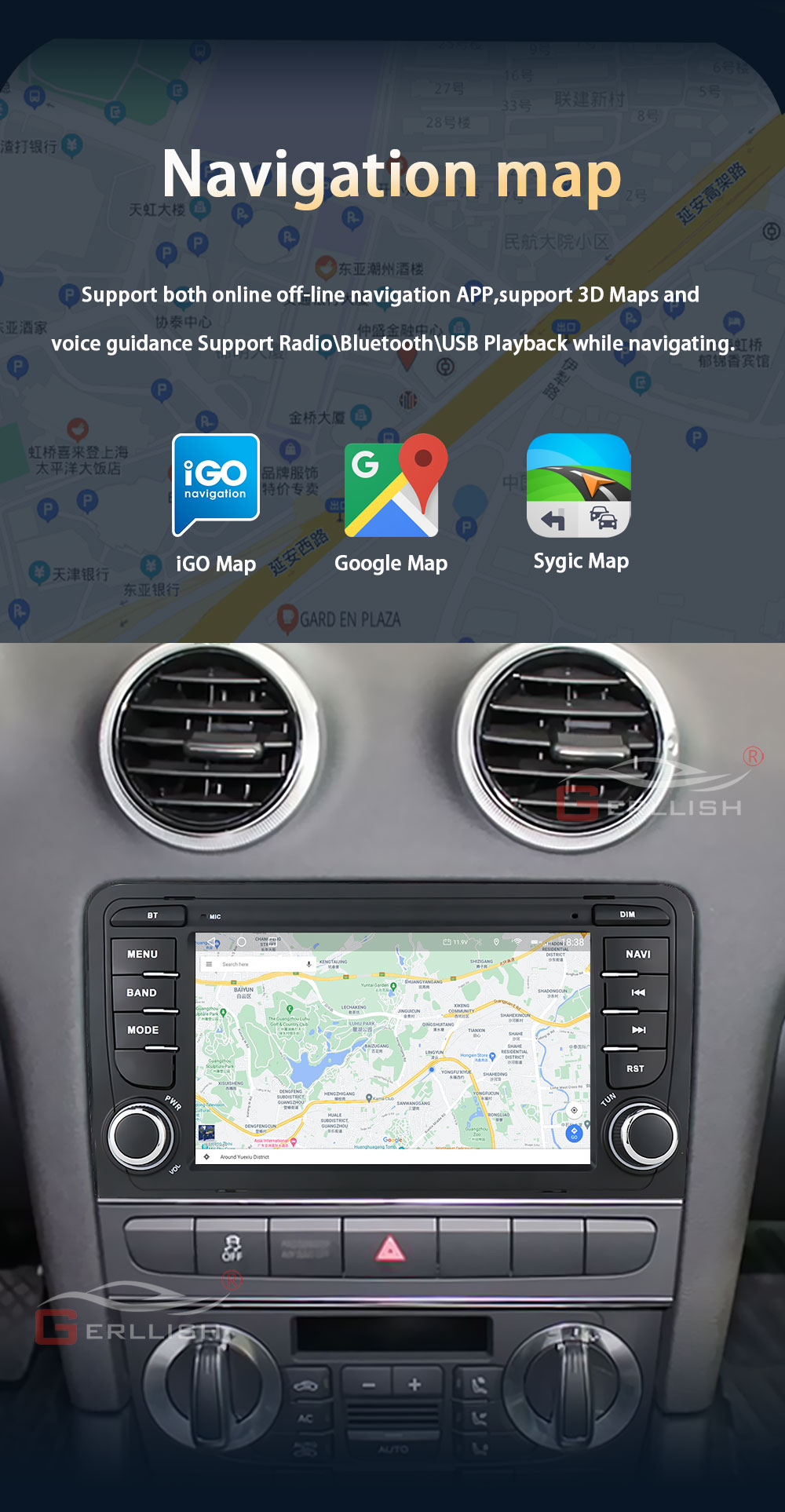 Car WiFi Radio Gps Navigation Audi S3 Car DVD Player