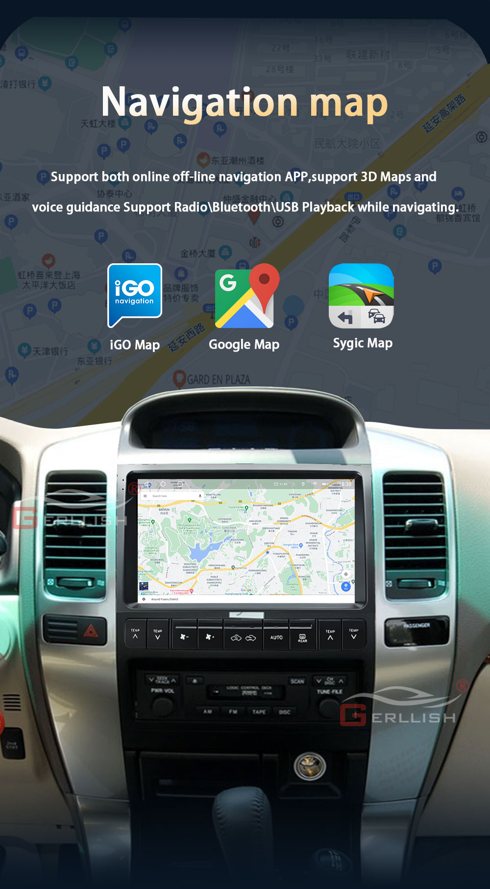 Toyota Land Cruiser Prado 120 Android Car Dvd Player 