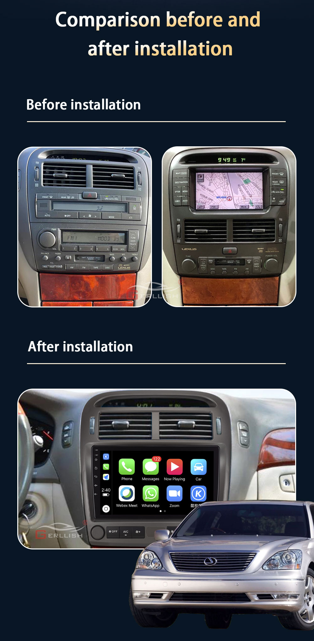  Lexus LS430 XF30 LS 430 2000 - 2006 Android Car Radio DVD Player